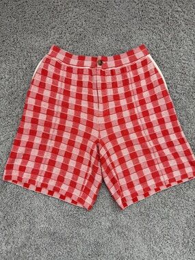 Guest in Residence gingham knit shorts in silk and linen by Gigi Hadid